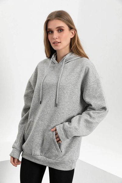 Generic Brand Plain Hooded Kangaroo Pocket Sweatshirt