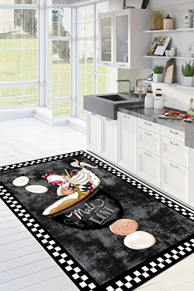 Viyana Home Dijital Baskılı Kaymaz Taban Yıkanabilir Tavuk Figürlü Mutfak Halısı