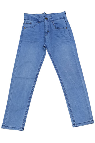 İrem Çocuk Giyim Boy's Crinkle Model Lycra Light Blue Color Jeans