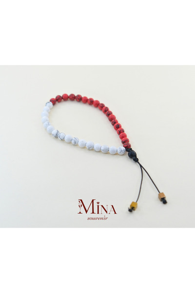 Mina Souvenir 33 سوار مسبحة - علم تركي، حجر أونيكس طبيعي، هافليت