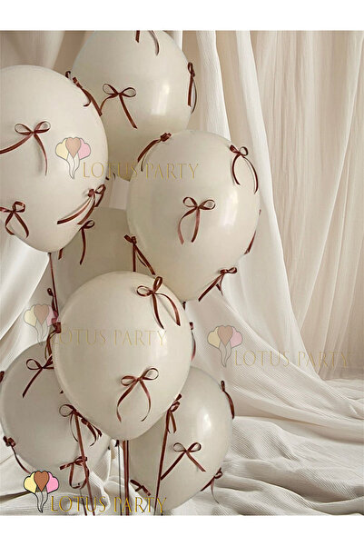LOTUS PARTY Kurdeleli Balon Demeti - Kahverengi Kurdeleli Balon Demeti - 6 Ku...