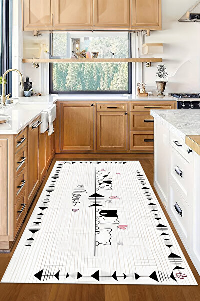 Viyana Home Dijital Baskılı Kaymaz Taban Yıkanabilir Kedi Desenli Mutfak Halısı