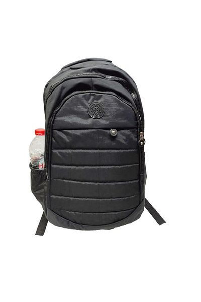 Sanalbolluk Black Crinkle Fabric - Backpack with Sewing Detail