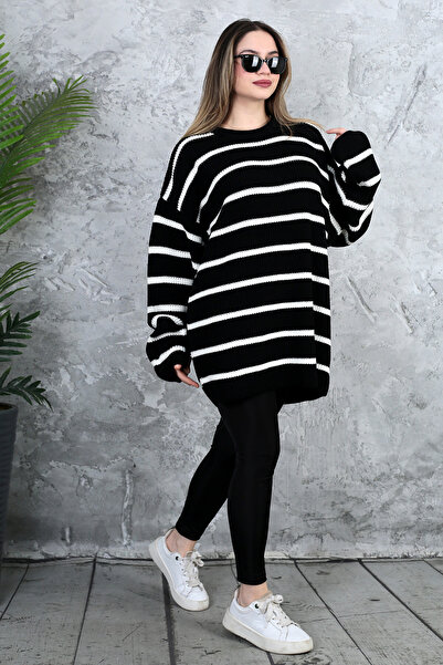 ATEMODAA سترة نسائية مخططة كبيرة الحجم