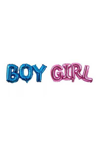 LOTUS PARTY Gender Reveal Party - Girl - Boy Lettering Foil Balloon