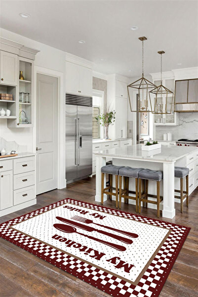 Viyana Home Dijital Baskılı Kaymaz Taban Yıkanabilir Çatal ve Bıçak Modelli M...