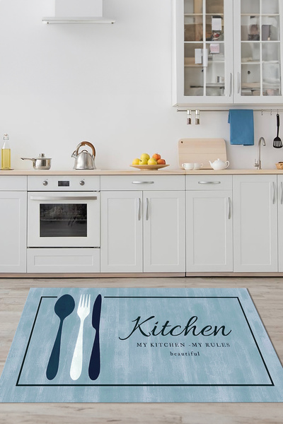 Viyana Home Dijital Kaymaz Taban Yıkanabilir Sade Kitchein Desenli Modern Mut...