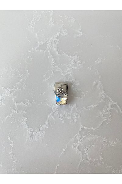 kubotique Steel Crystal Butterfly Charm