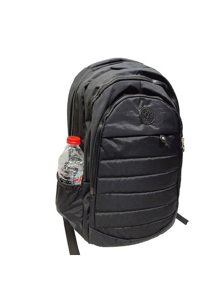 Sanalbolluk Black Crinkle Fabric - Backpack with Sewing Detail