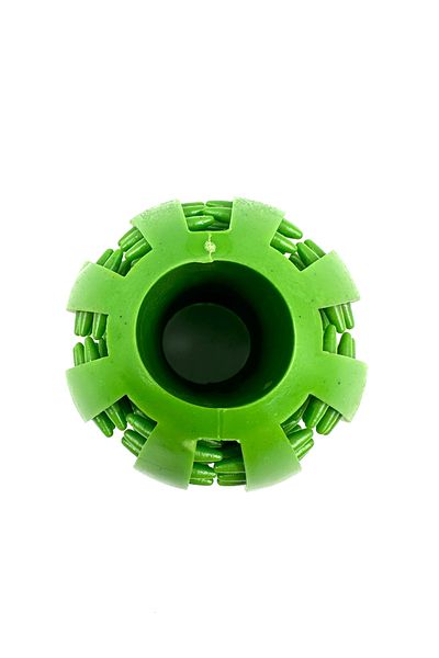 Tasma Market Khaki Green Rubber Dog Play Ball with Food Reservoir