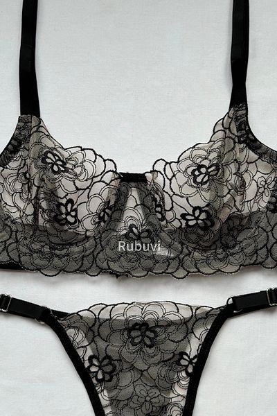 Rubuvi Γυναικεία Grace - Σετ σουτιέν Bralet & Panty με λουλούδια με δαντέλα