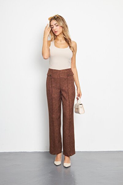 LOVELF Cep Detay Yünefekt Pantolon Kahve