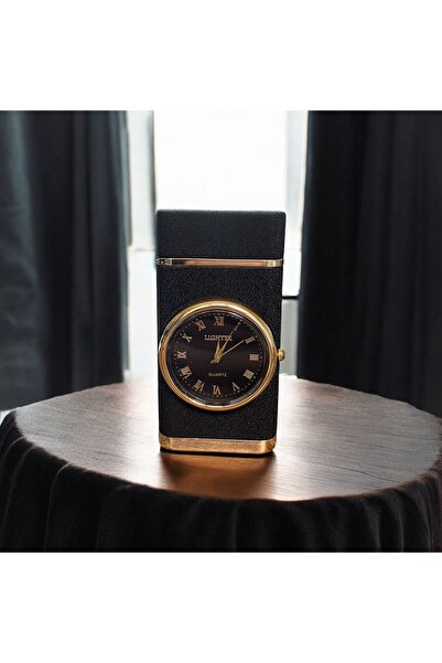 Uzman Tasarım Kişiye Özel İsimli Saatli Siyah Çakmak