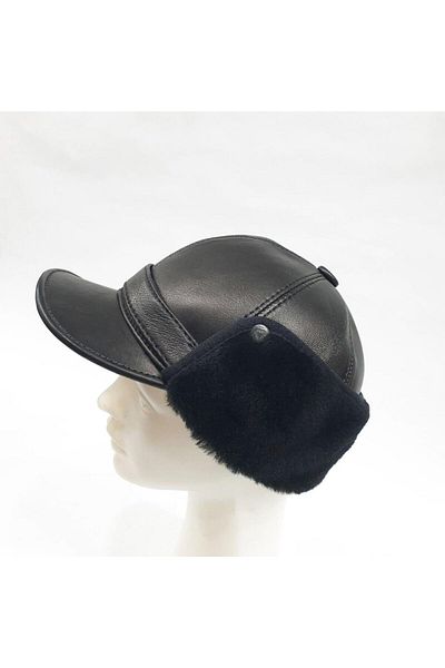 Sanalbolluk Black Color Cap with Fur over Ear