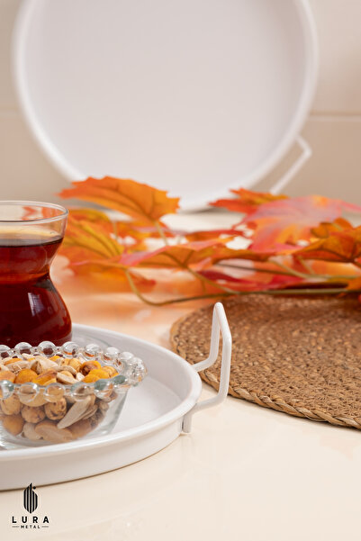 Skygo Set of 6 Vera White Metal Tea and Coffee Presentation Trays - 25 cm Minimalist and Aesthetic Design