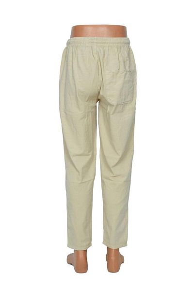 Sanalbolluk Battal Elastic Men's Linen Trousers Beige Color