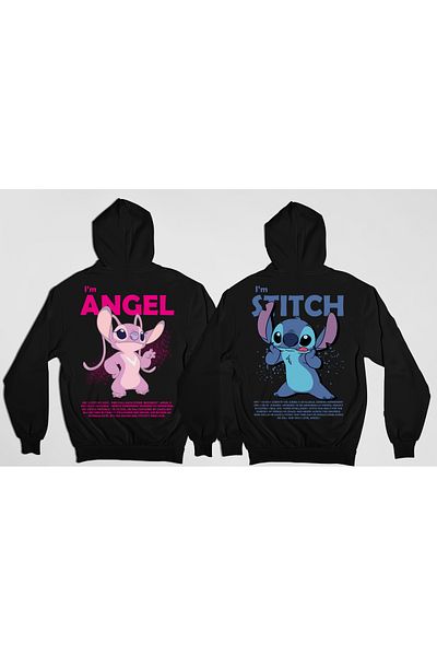 swOzz Stitch Lover Combination Couple Φούτερ με στάμπα 2 τεμαχίων Oversize Hoodie