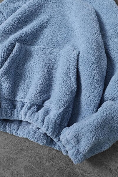 Slatra Men's Blue Basic Plush Sweatshirt