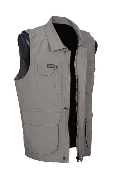 Sanalbolluk Cream Colored Summer Fabric Vest - Collar and Bag Pocket
