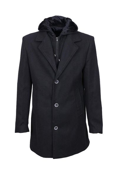 Sanalbolluk Hooded Men's Half Coat Black Color