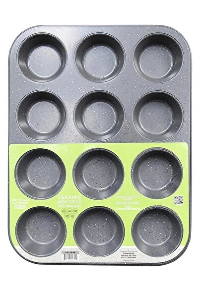 Rosemor Muffin Kalıbı 12'li Kek Kurabiye Cupcake Muffin Kalıbı Fırın Kapsül Tepsisi Granit Kaplama