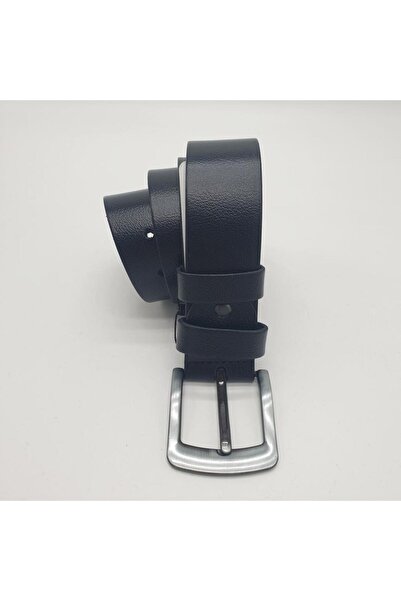 Sanalbolluk Simple Quality Leather Black Color Sports Jeans Belt with White B...
