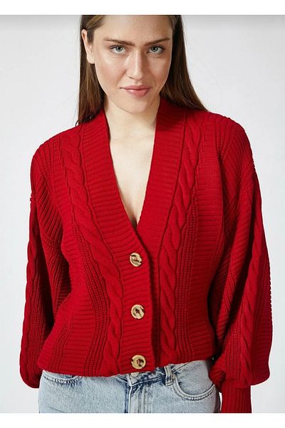 IŞILDA FASHION Women's Knitted Patterned Loose Cardigan