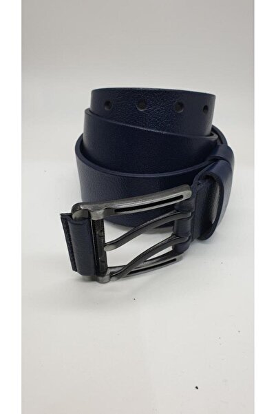 Sanalbolluk Lacivert Renk Çift Dilli Deri Tokalı Spor Kot Kemeri