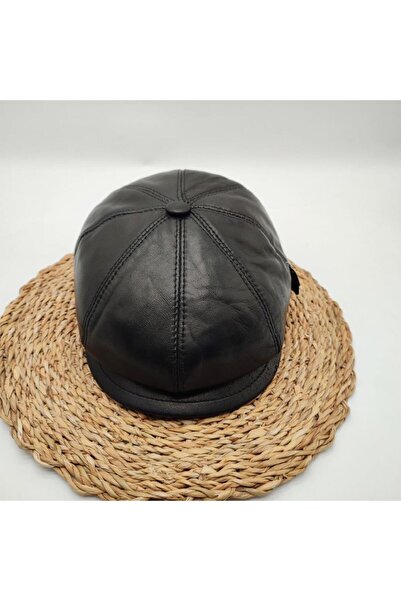 Sanalbolluk Siyah Renk Erkek Deri Kasket