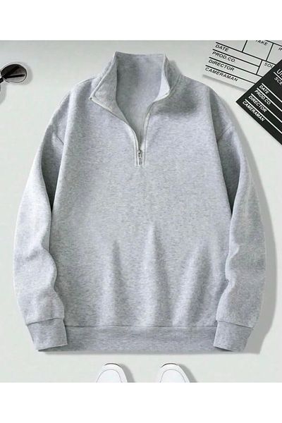 qavnas Φούτερ Unisex 2ip με μισό φερμουάρ γιακά