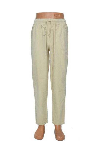 Sanalbolluk Battal Elastic Men's Linen Trousers Beige Color