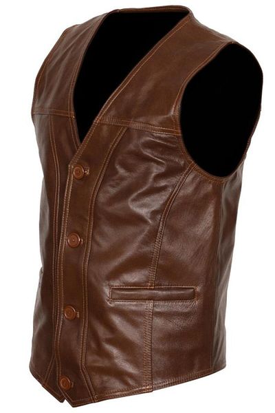 Sanalbolluk Brown Sports Men's Leather Vest