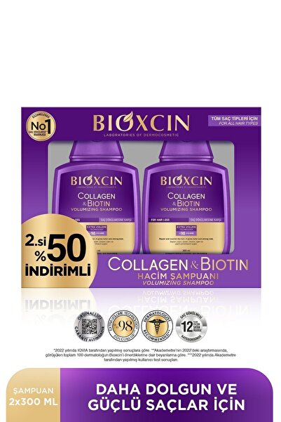Bayer Collagen & Biotin Ekstra Hacim & Dolgunlaştırıcı Şampuan 300 Ml - 2 Li Avantaj Seti