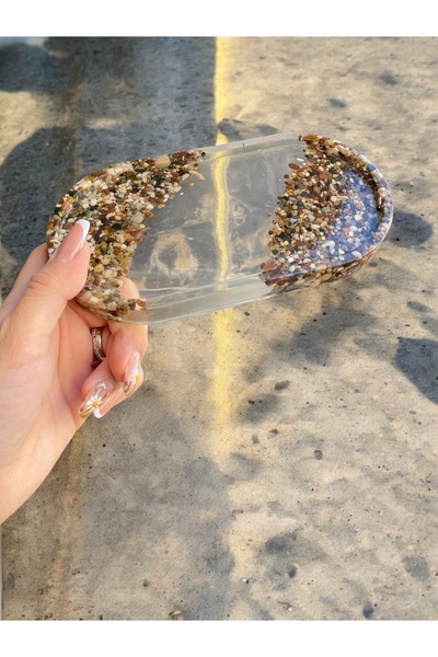 Perazayn Çakıl Taşlı Epoksi Özel Tasarım Mum Takı Saksı Tabağı Hediyelik
