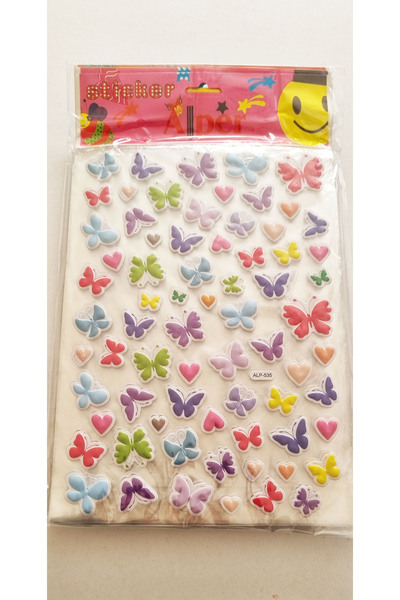 Modellino Kabartma Sticker Etiketler 30x17cm Emoji Kalp Hayvanlar Bayrak Meyv...