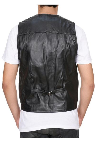 Sanalbolluk Punto Stitched Black Color Sports Leather Vest