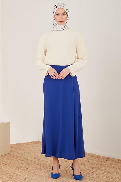 Armine Purple Blue Pleat Crimean Loose Skirt - 23Y1418
