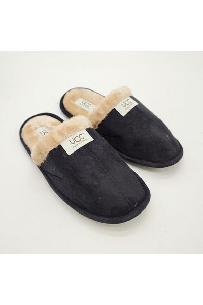 Sanalbolluk Black Color Stylish Designed Hairy Model Men's Slippers