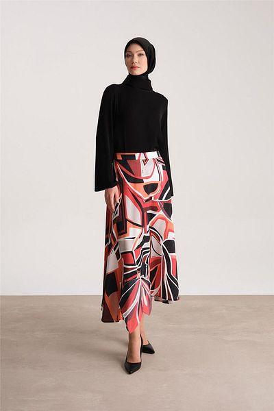 Armine Black Flower Patterned Skirt - 24Y1605