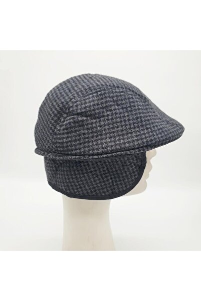 Sanalbolluk Kulaklı Ördek Kasket Gri Renk Nokta Desenli