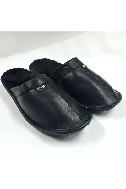 Sanalbolluk Erkek Deri Terlik Içi Komple Koyun Kürkünden