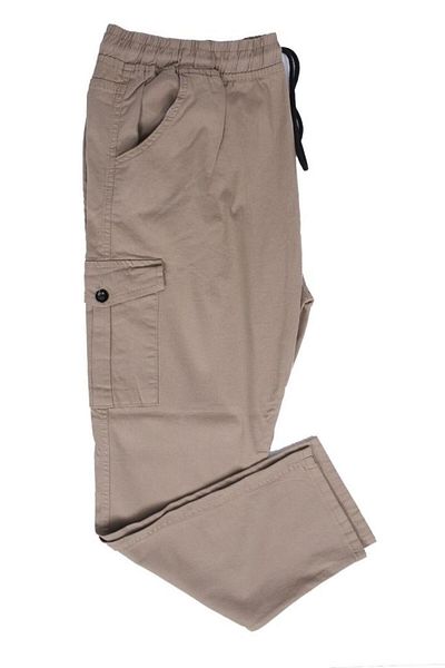 Sanalbolluk Oversize Multi-Pocket Trousers with Elastic Waist Cream Color