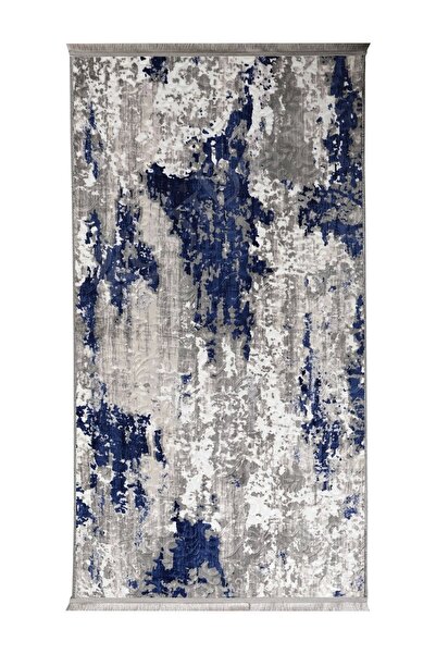 Dijidekor Χαλί Embos με κρόσσια ανοιχτό μπλε ναυτικό, με δυνατότητα σκουπίσματος 120x180