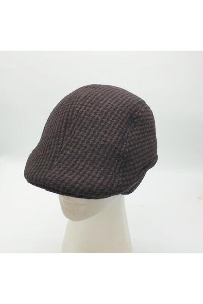 Sanalbolluk Coffee Colored Dot Patterned Duck Cap with Ears