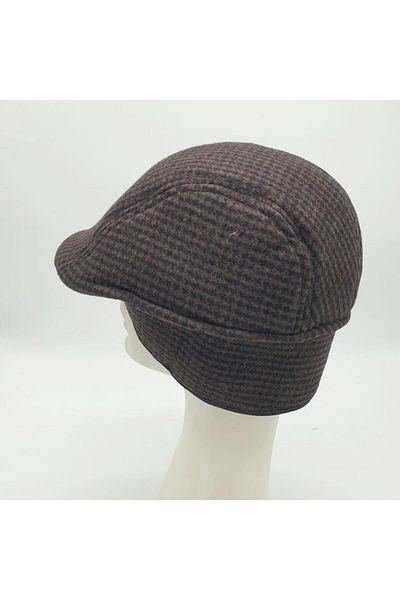 Sanalbolluk Coffee Colored Dot Patterned Duck Cap with Ears