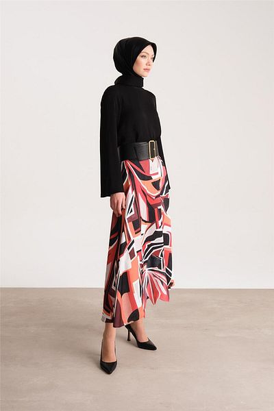 Armine Black Flower Patterned Skirt - 24Y1605