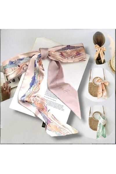 Bacoss BANDĂ DE PĂR CU MODEL SATINAT-EȘARFĂ DE GÂRĂ-ACCESORIUL GEANTĂ (BC-1045)