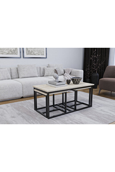 AYMOBSAN Luxor Orta Sehpa , Zigon Sehpa , Metal Ayak Masa , 3 Lü Zigon Sehpa ...