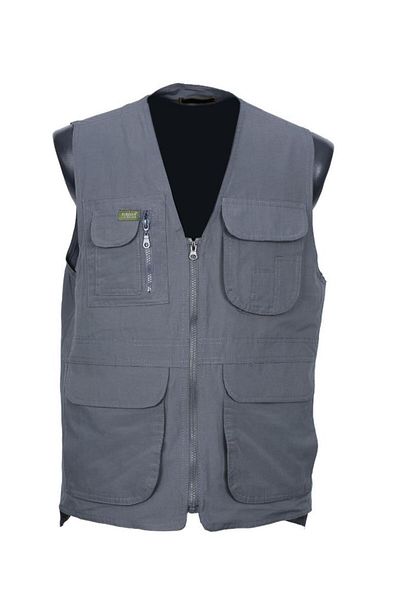 Sanalbolluk Men's Fabric Vest Summer V-Neck Gray Color