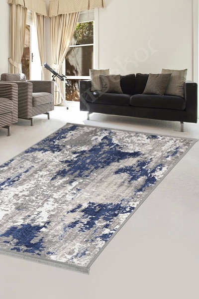 Dijidekor Χαλί Embos με κρόσσια ανοιχτό μπλε ναυτικό, με δυνατότητα σκουπίσματος 120x180